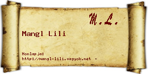 Mangl Lili névjegykártya